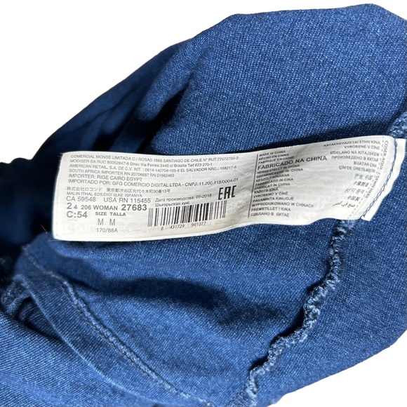 Mango Denim Keyhole Ruffle Tie Front Tank Top - Picture 7 of 9